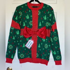 Ugly Christmas Sweater Vanity TO: THE WORLD FROM: SANTA EUC Women’s Sz M